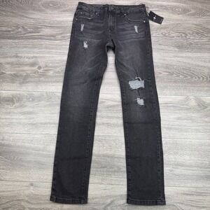 7 For All Mankind Jeans Boy 14 27x29 Charcoal Wash Fade Skinny Destroy Paxtyn